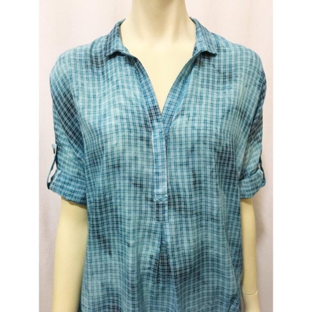 Holding Horses Small Blue Plaid Tie Dye Pop Over - Picture 2 of 9